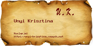 Unyi Krisztina névjegykártya